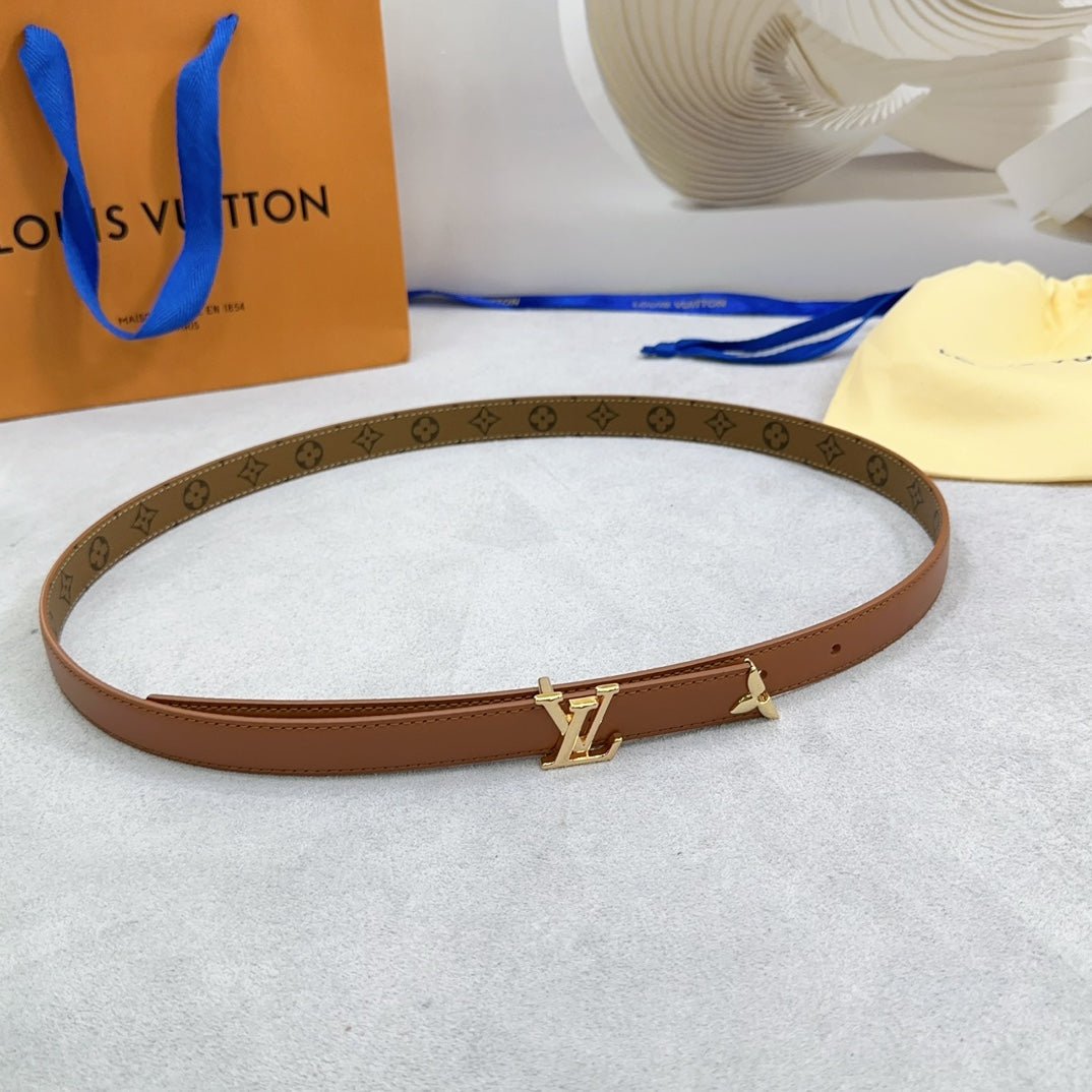 LV Brown Leather LV Belt - Image 3