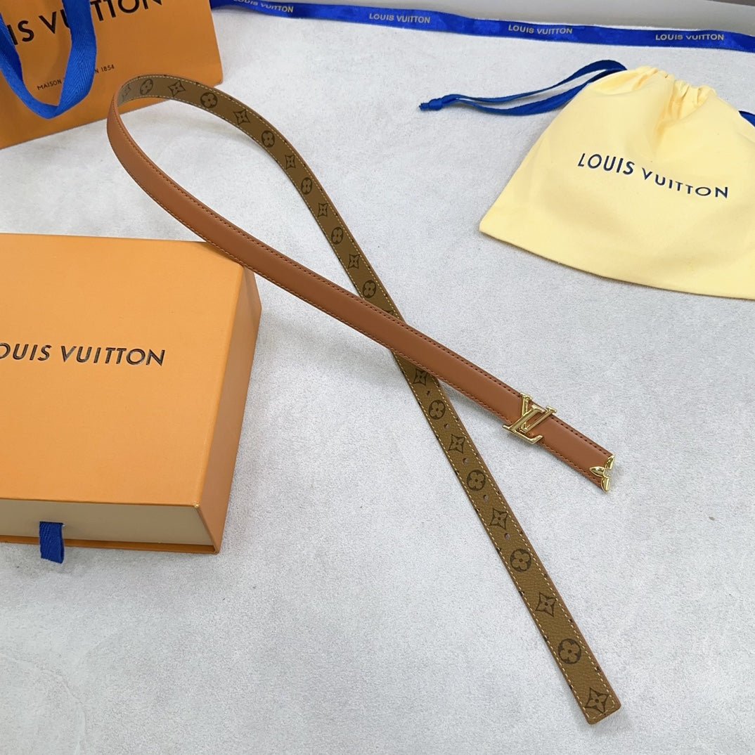 LV Brown Leather LV Belt - Image 4