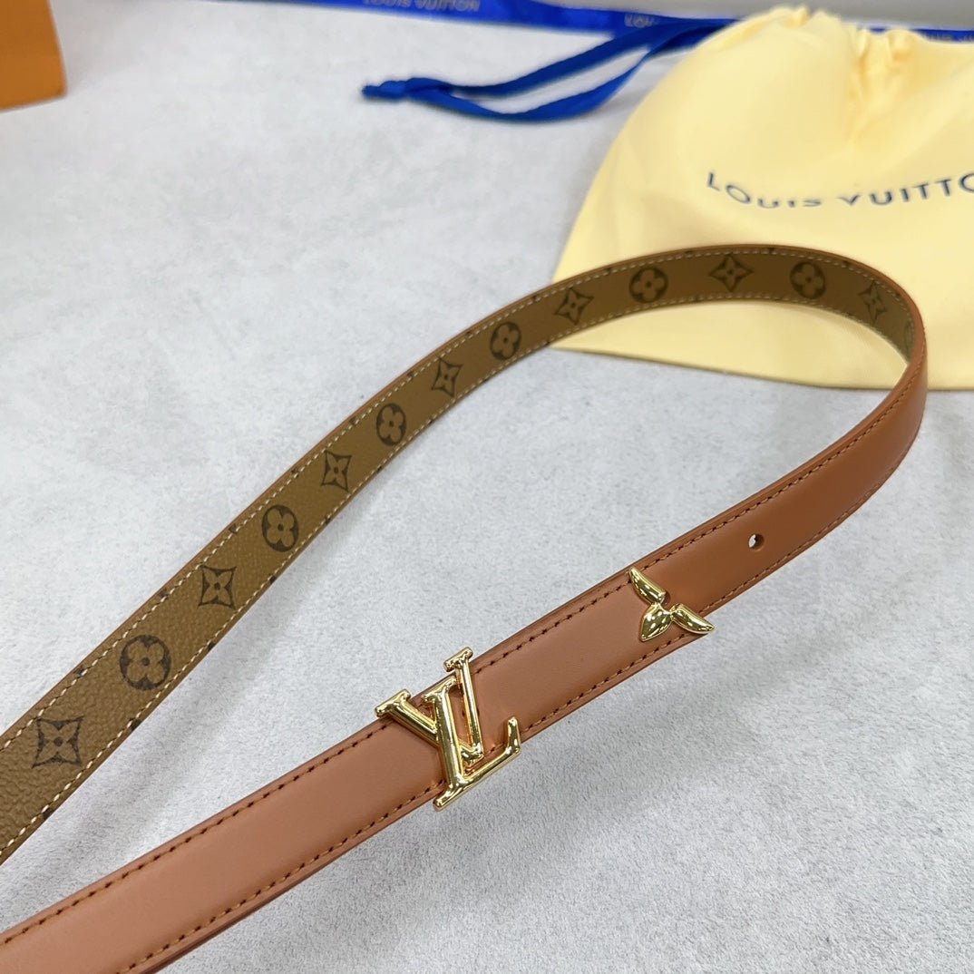 LV Brown Leather LV Belt - Image 5