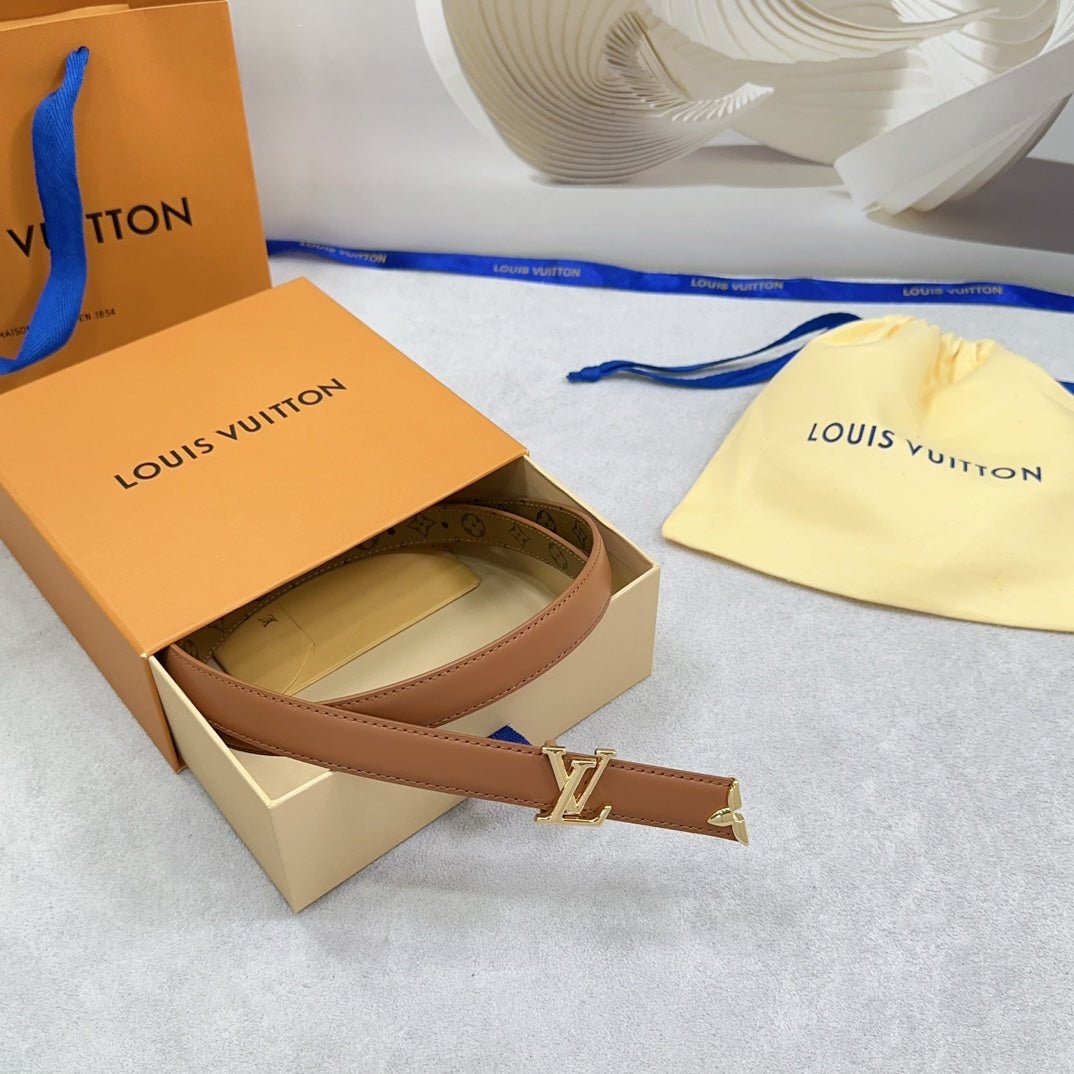 LV Brown Leather LV Belt - Image 6