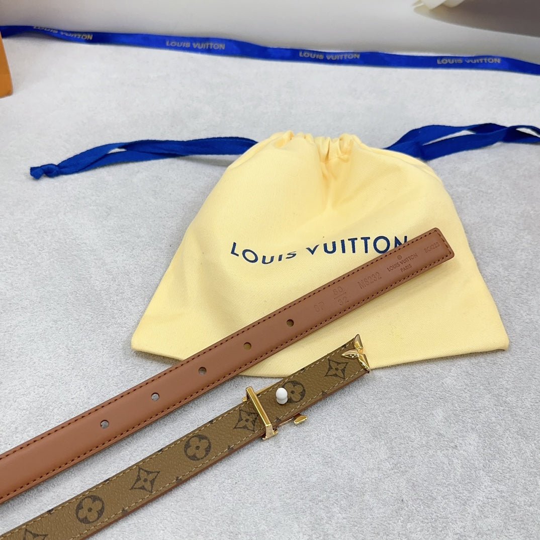 LV Brown Leather LV Belt - Image 7