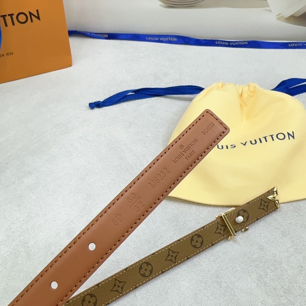 LV Brown Leather LV Belt - Image 8
