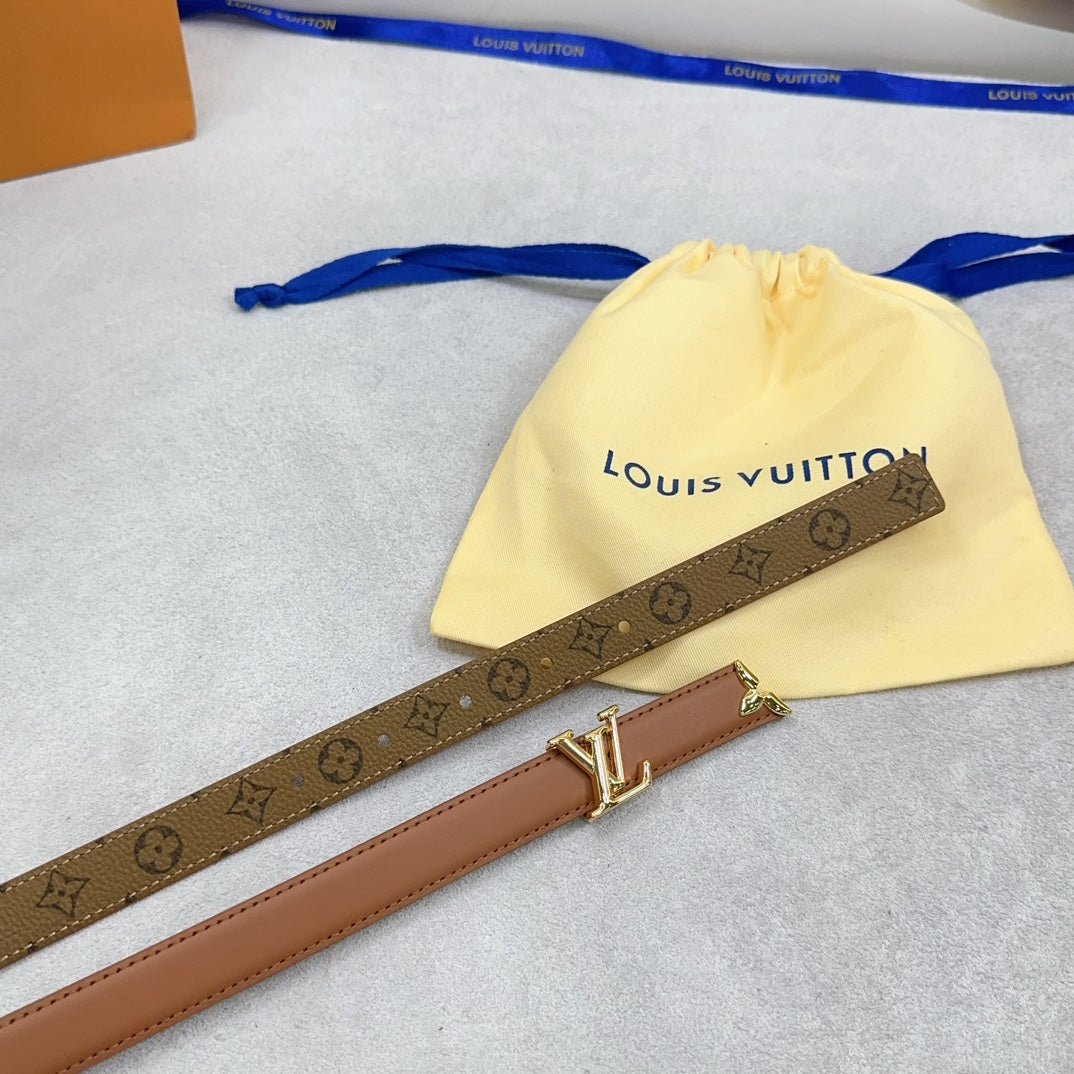 LV Brown Leather LV Belt - Image 9