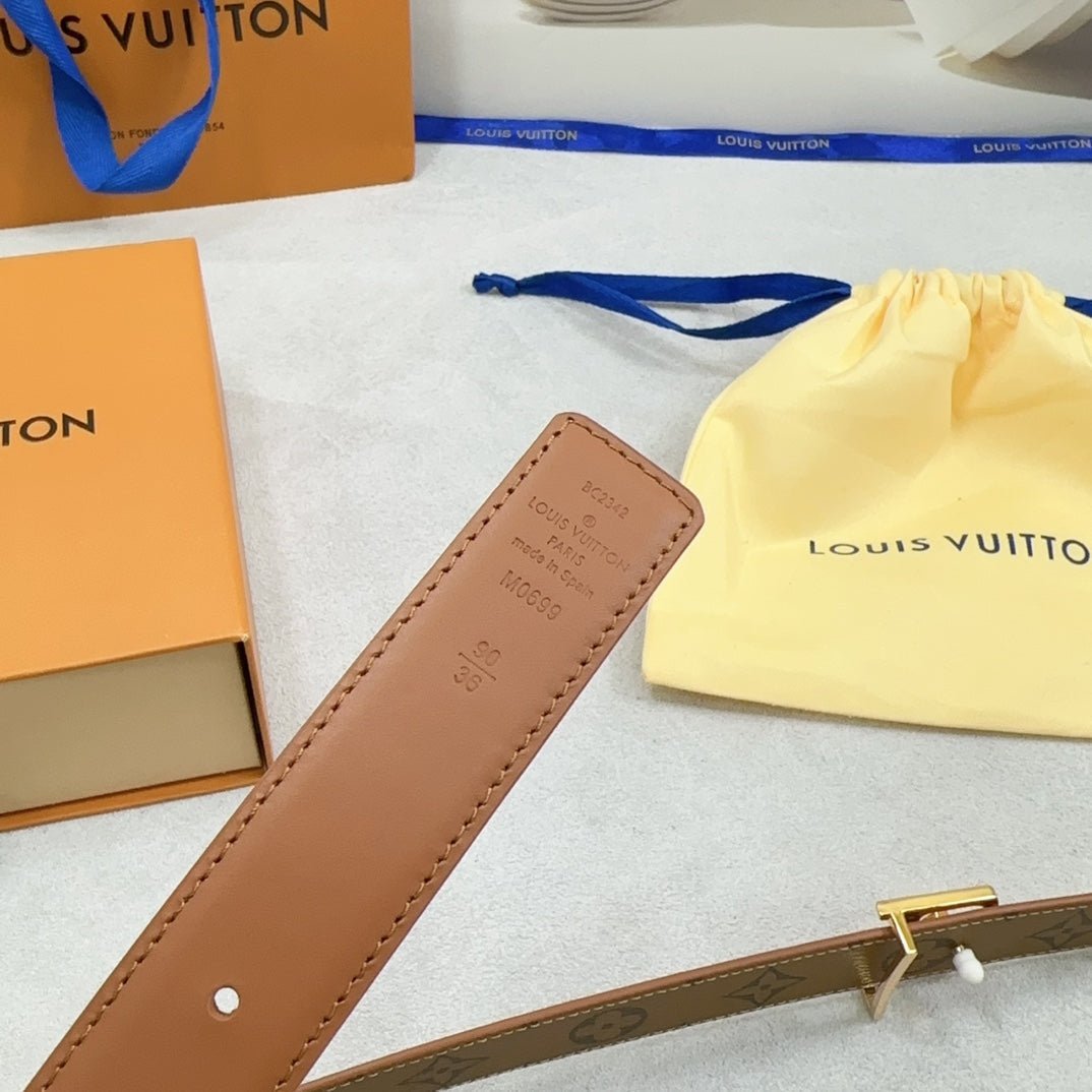 LV Cognac Leather LV Belt - Image 6