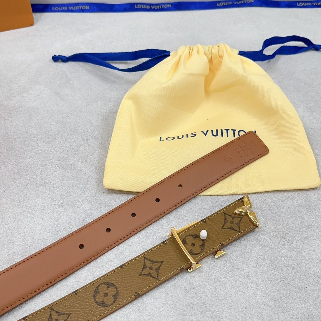 LV Cognac Leather LV Belt - Image 9