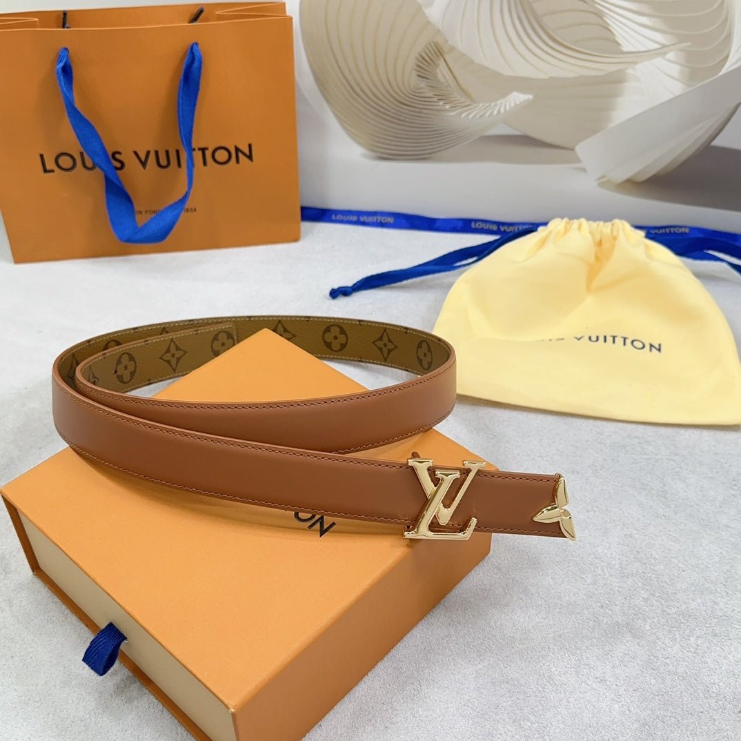 LV Cognac Leather LV Belt - Image 4