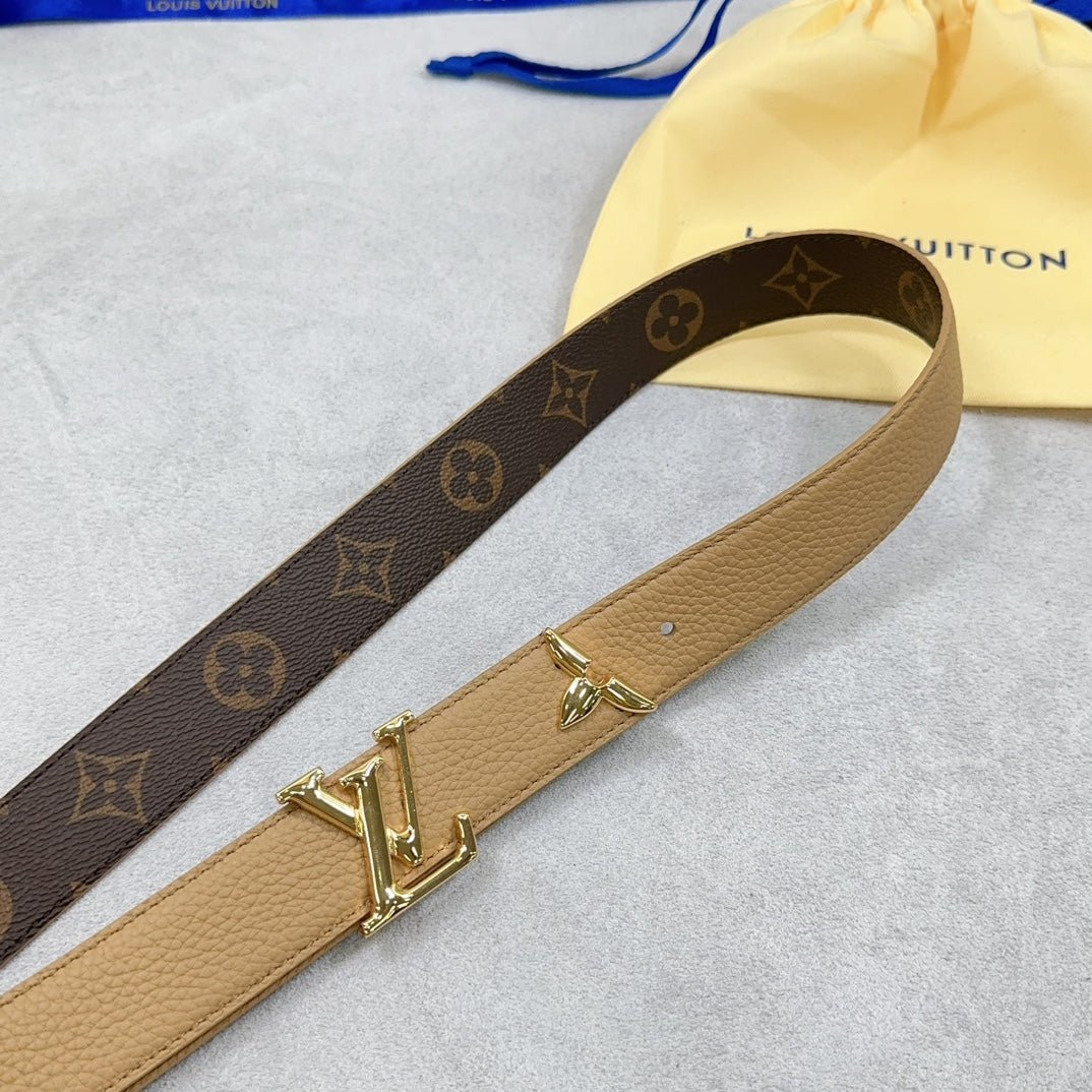 Alternative view of Pretty LV 30mm Reversible Belt Beige Grained Calfskin