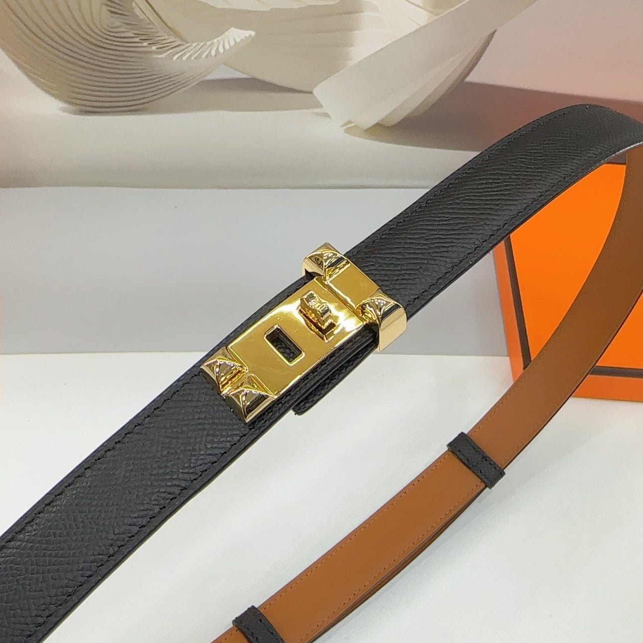 Collier De Chien Belt 30mm Black Epsom Gold Buckle - Image 7
