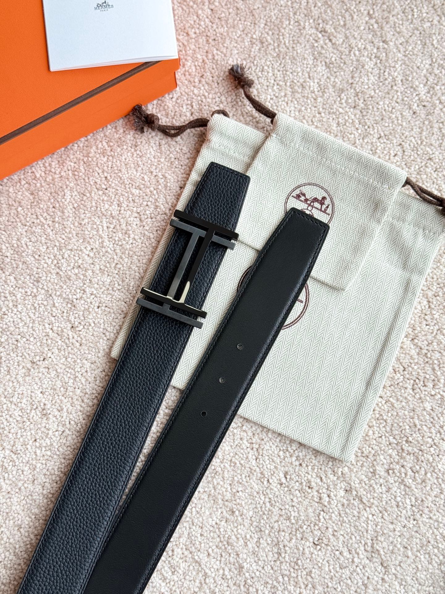 HERMES Matte H Leather Belt - Image 3