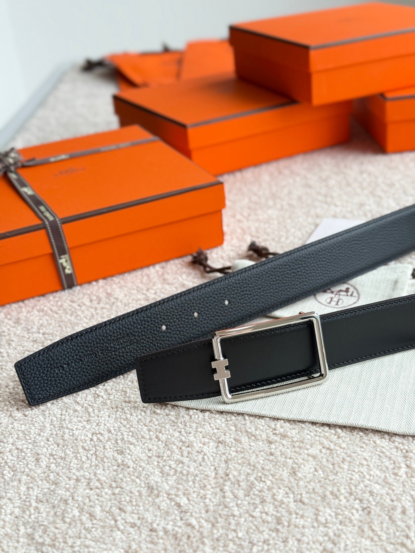 Hermes Black Silver H Strap - Image 6