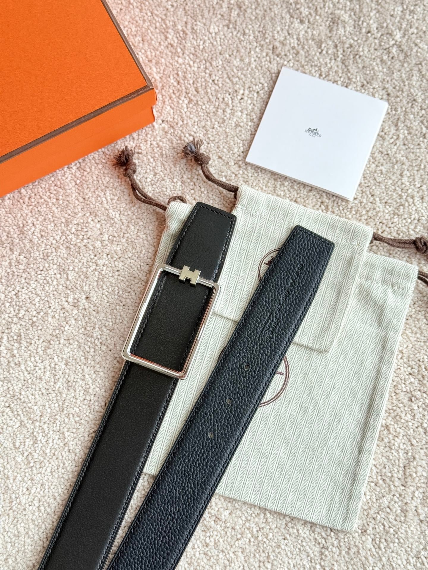 Hermes Black Silver H Strap - Image 5