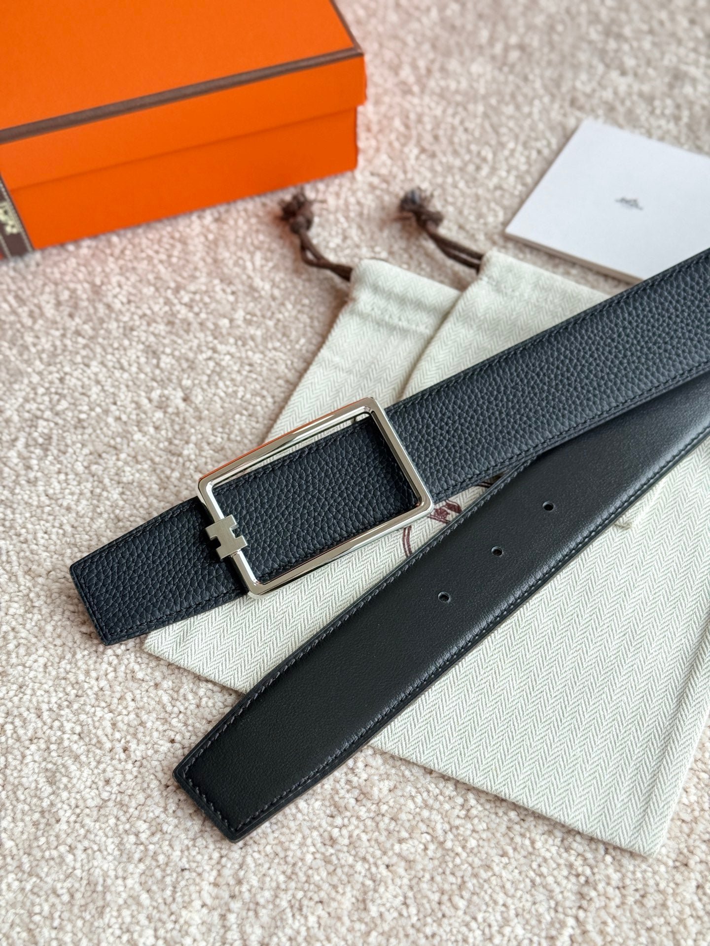 Hermes Black Silver H Strap - Image 3