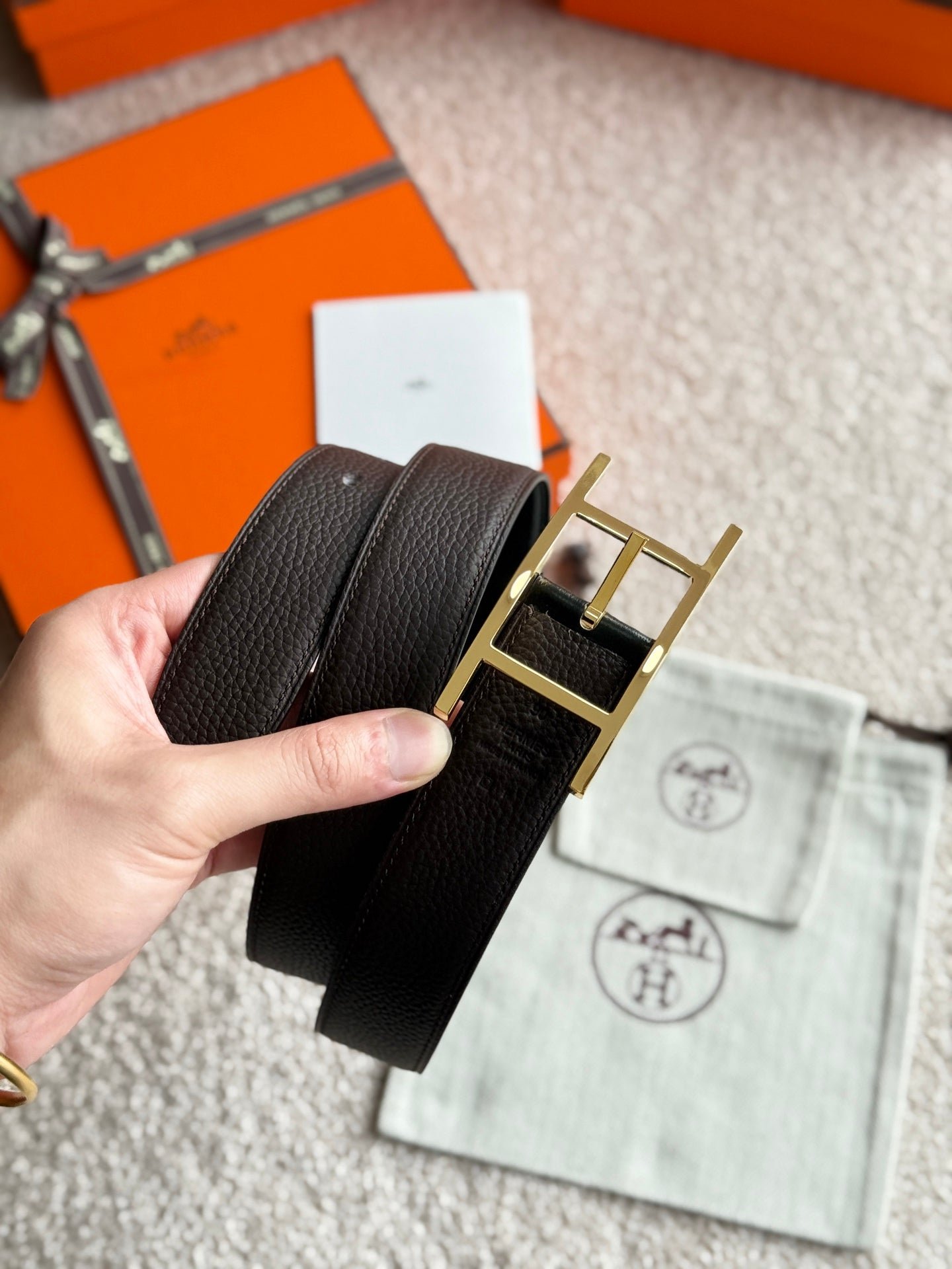 Hermes Brown Gold Belt - Image 6