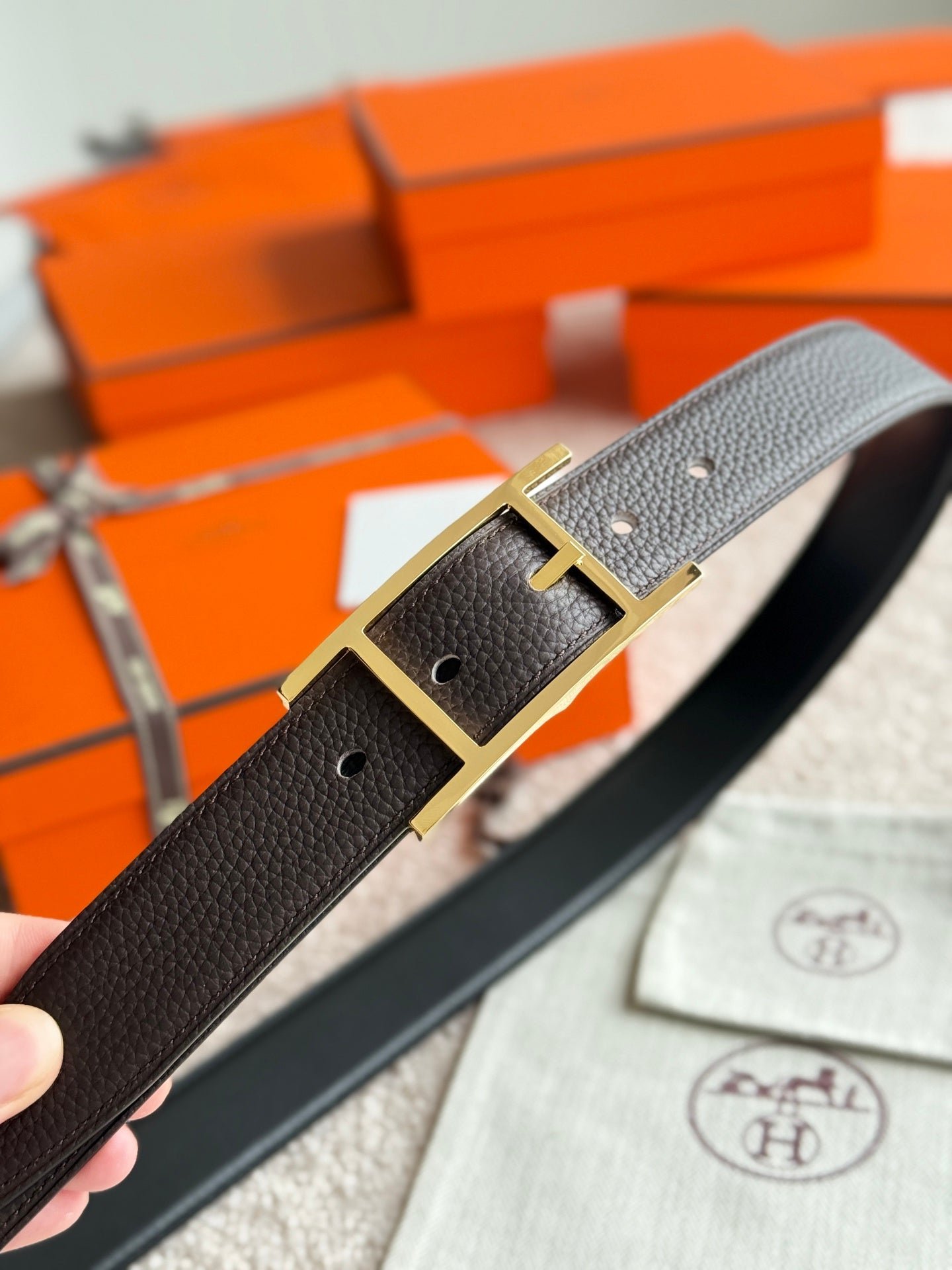 Hermes Brown Gold Belt - Image 3