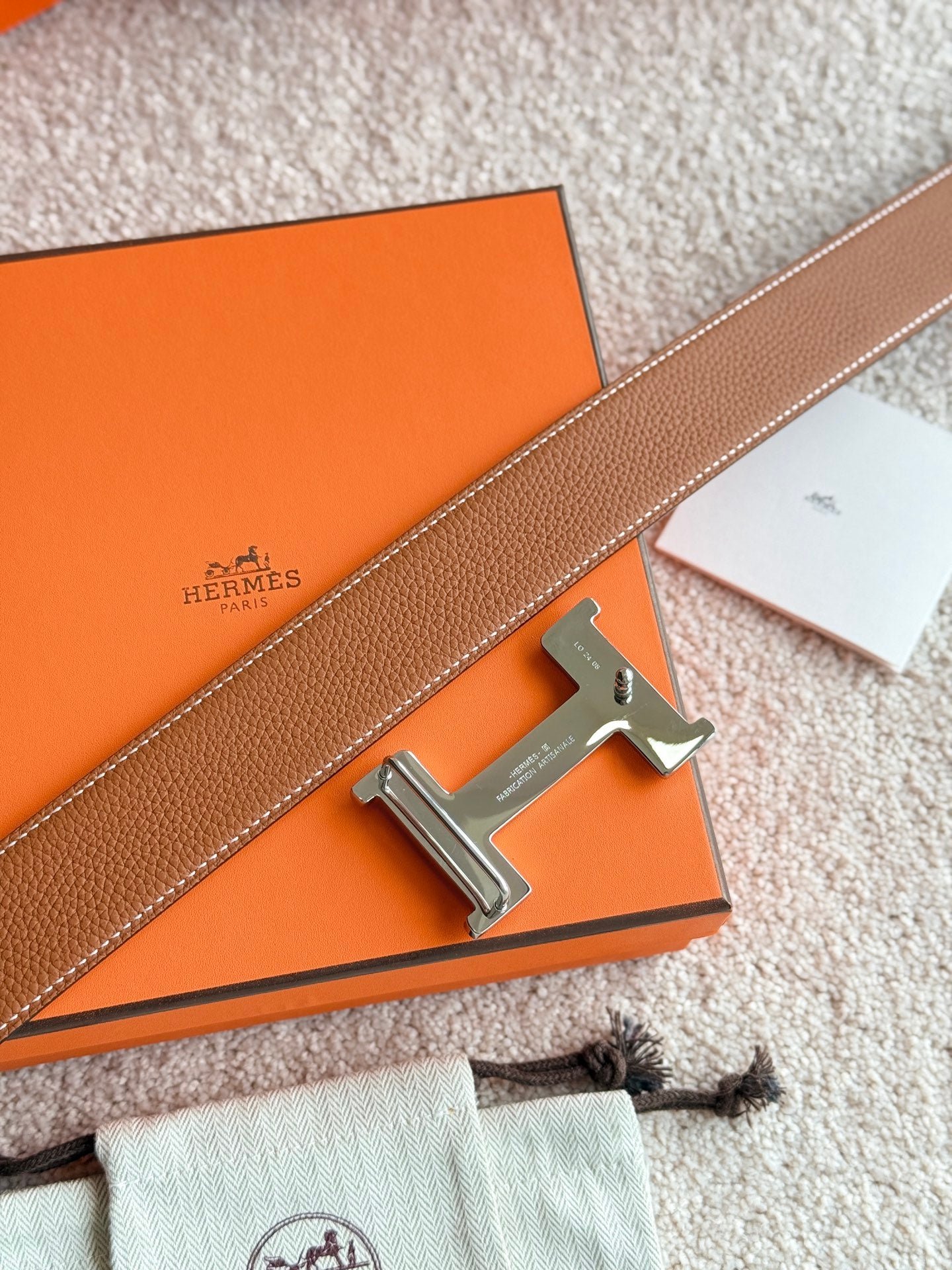HERMES Tan Weave H Strap - Image 5