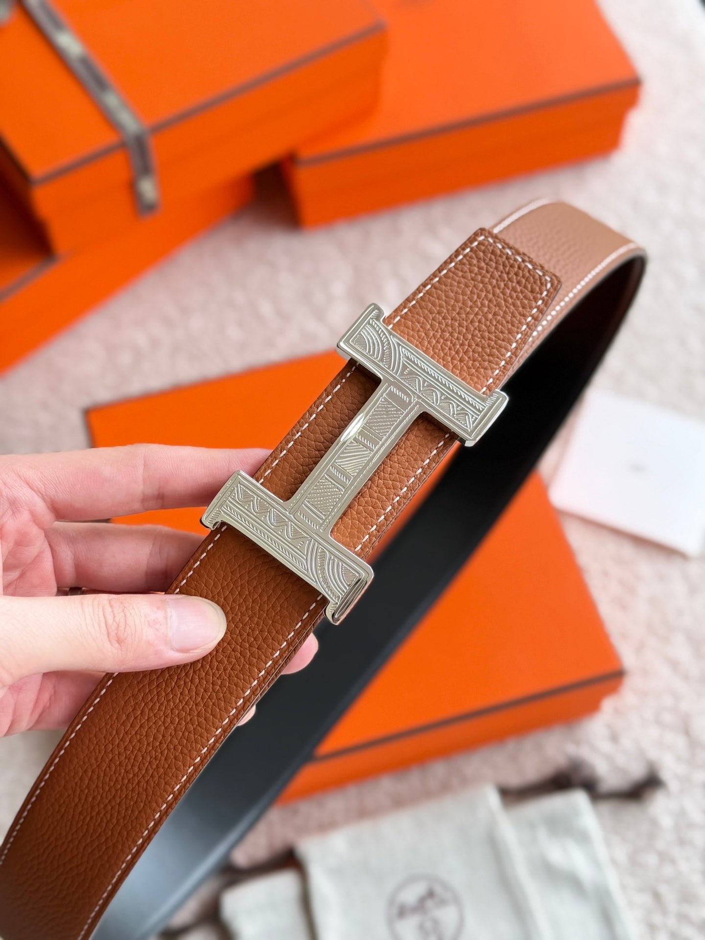 HERMES Tan Weave H Strap - Image 6