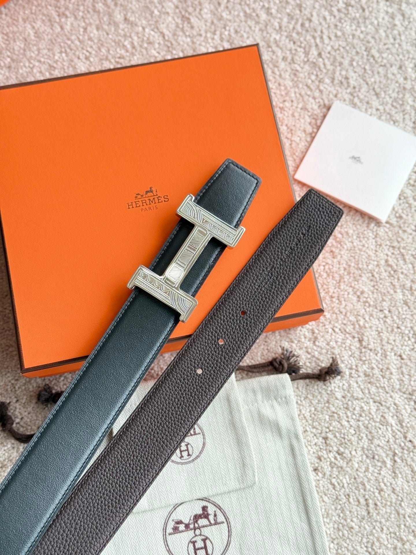 HERMES Black Weave H Belt - Image 6