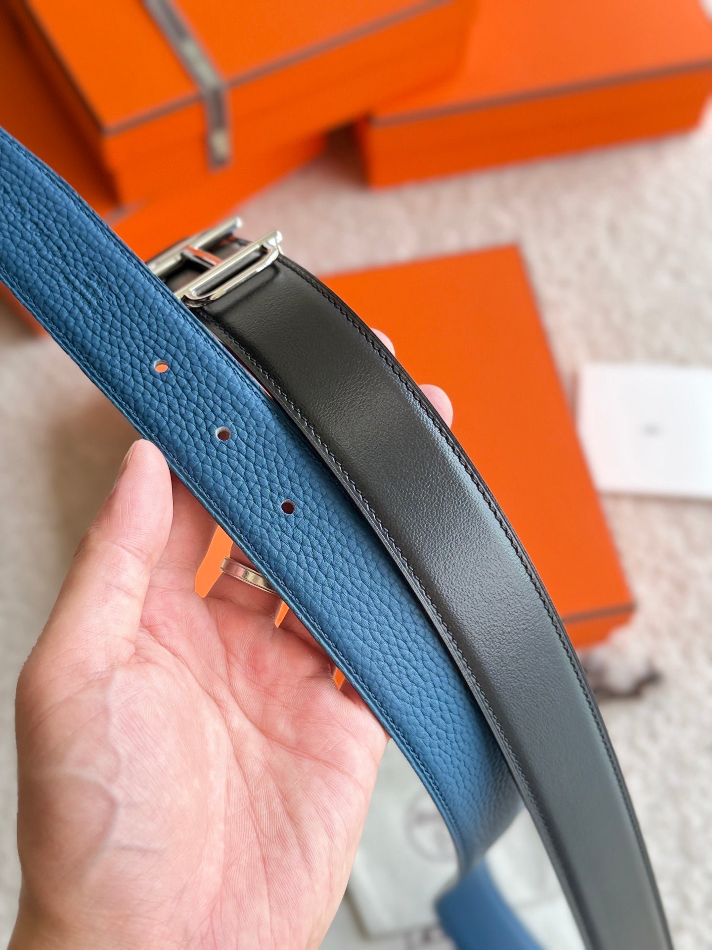 Alternative view of HM Silver Buckle 32mm Royal Belt Prussian Blue Leather 188419