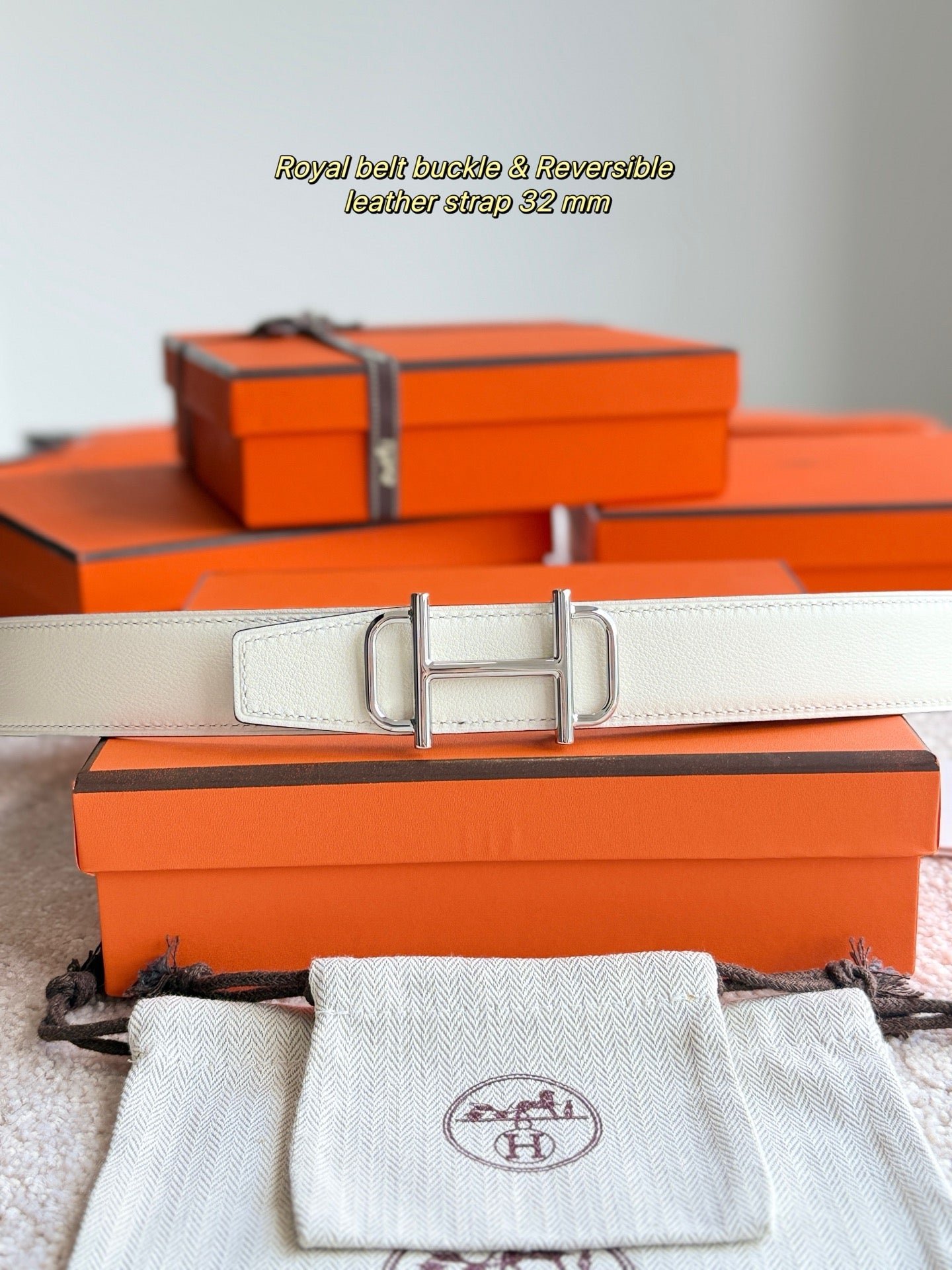 HERMES White H Silver Belt - Image 5