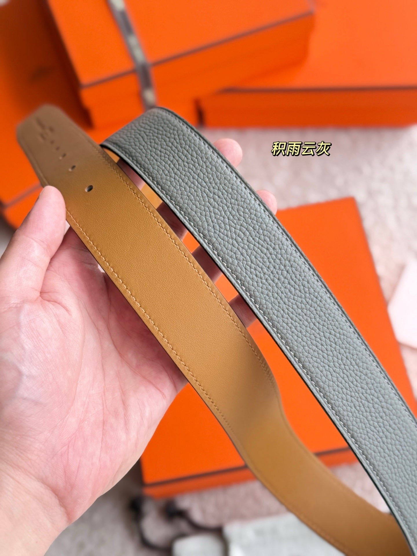 Alternative view of HM 35mm Romain Belt Meyer gray Leather 188394