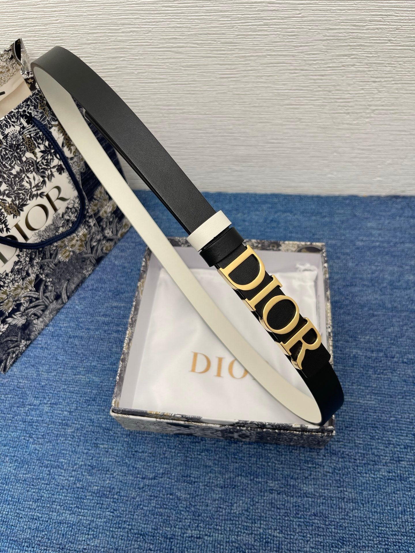Alternative view of Dior Black Leather Gold Logo Belt