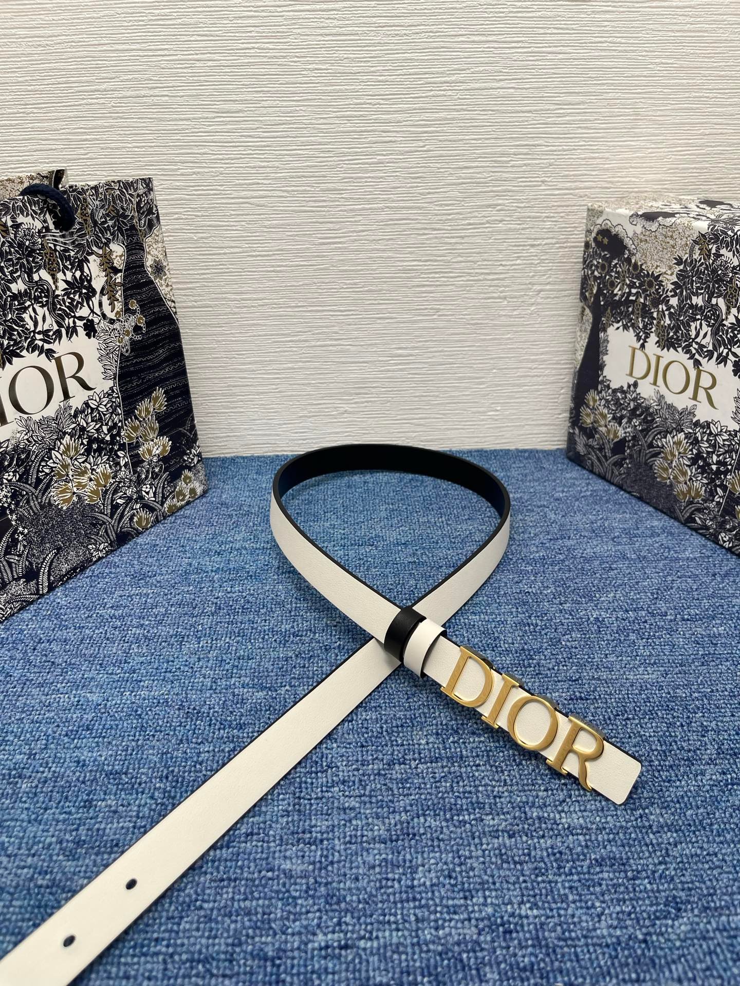 Alternative view of Dior Calfskin Gold Logo Buckle Belt