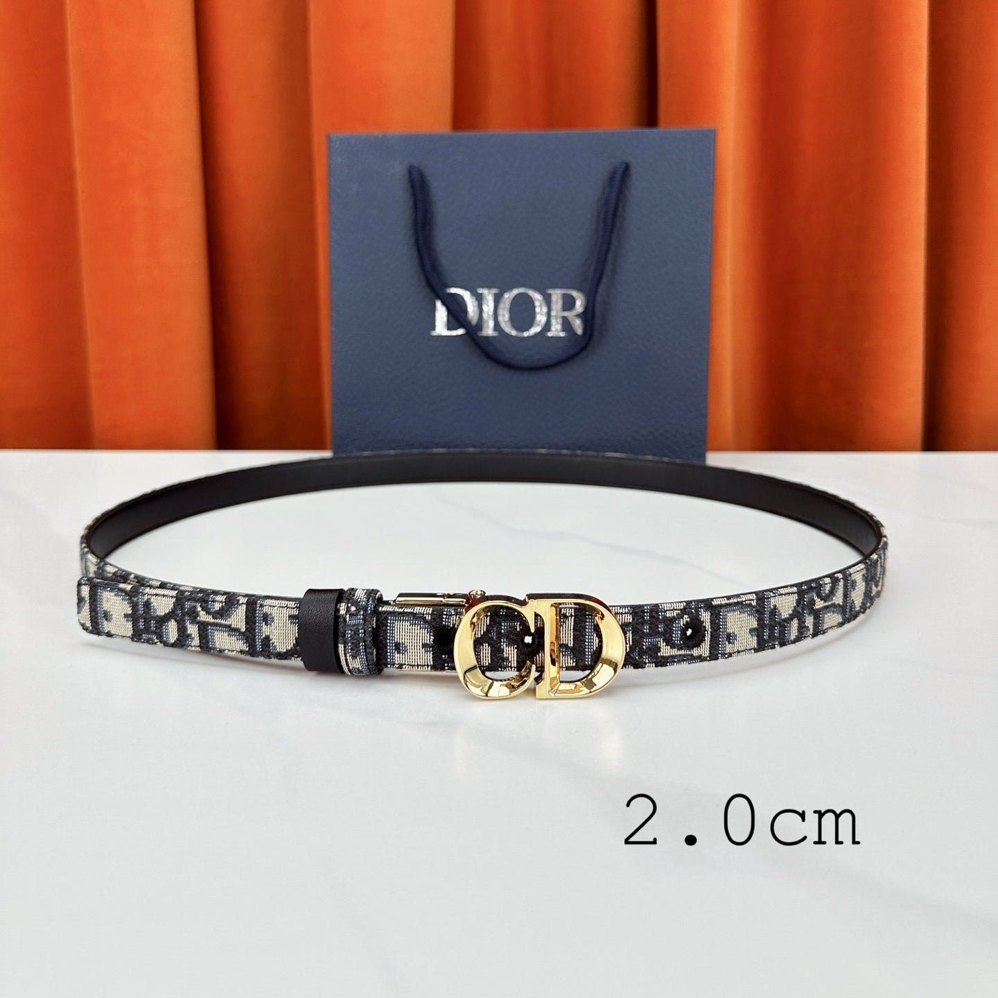 Dior Jacquard Fabric Gold Thin Belt