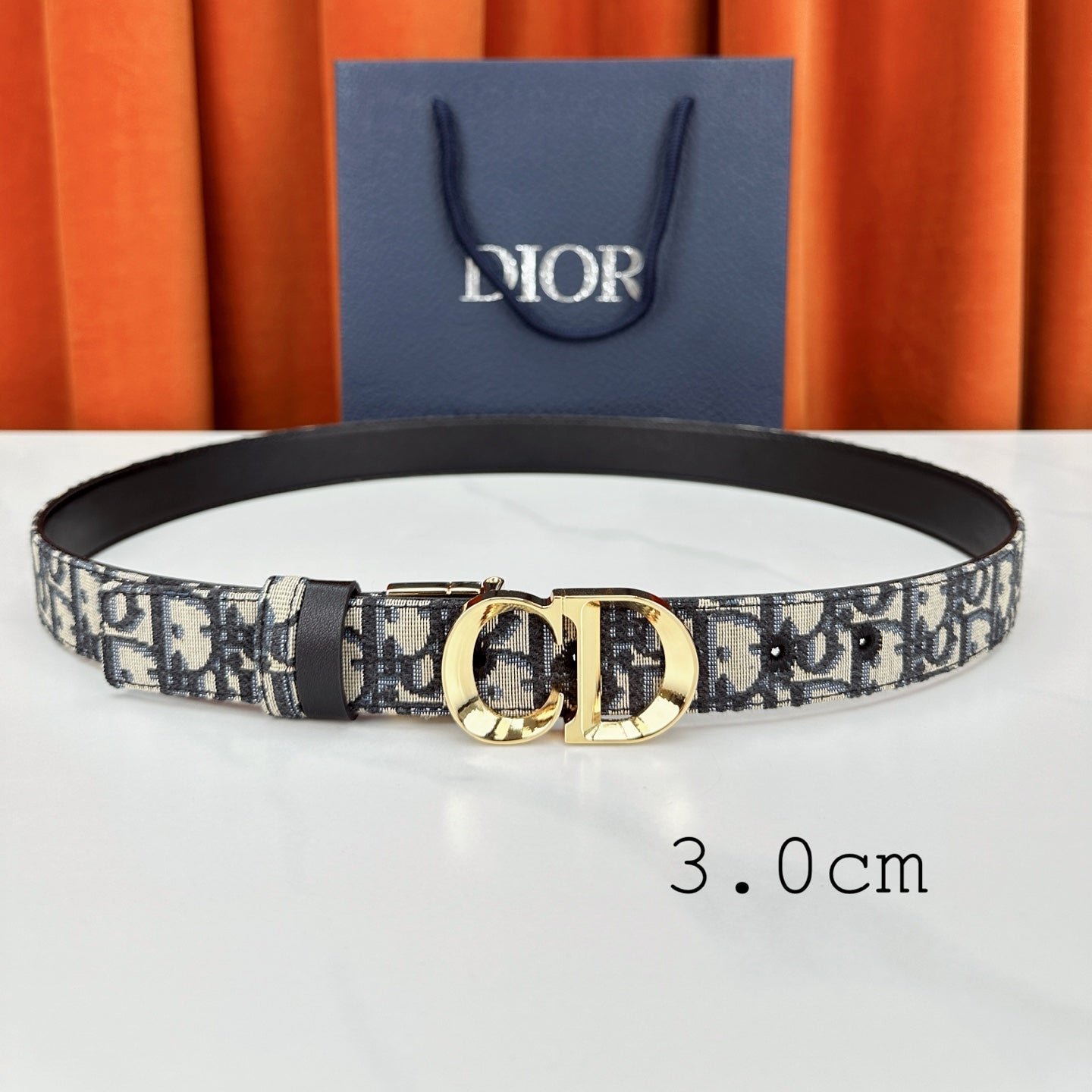 Dior Jacquard Fabric Gold Wide Belt