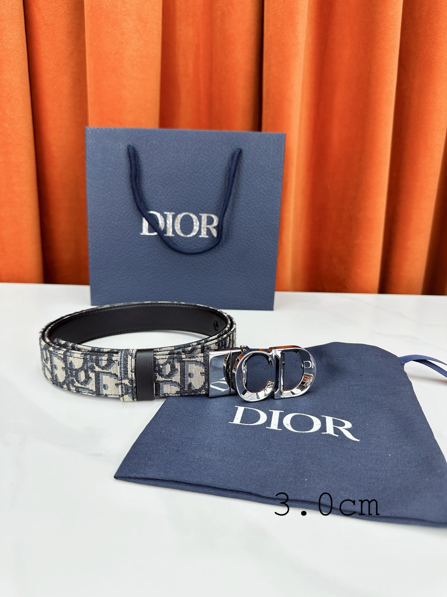 Dior 3cm Oblique Jacquard Polished Silver Belt - Image 3