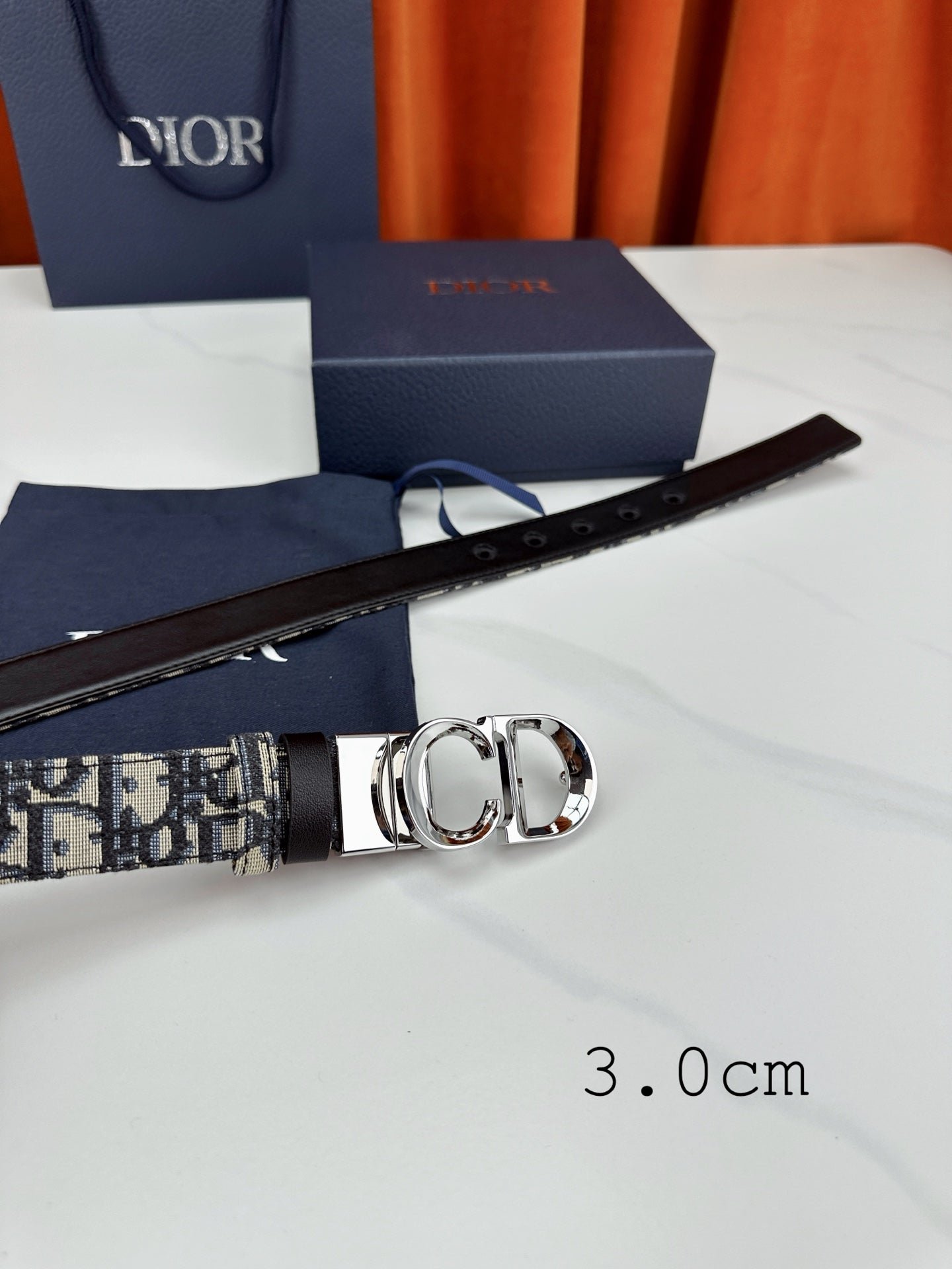 Dior 3cm Oblique Jacquard Polished Silver Belt - Image 5