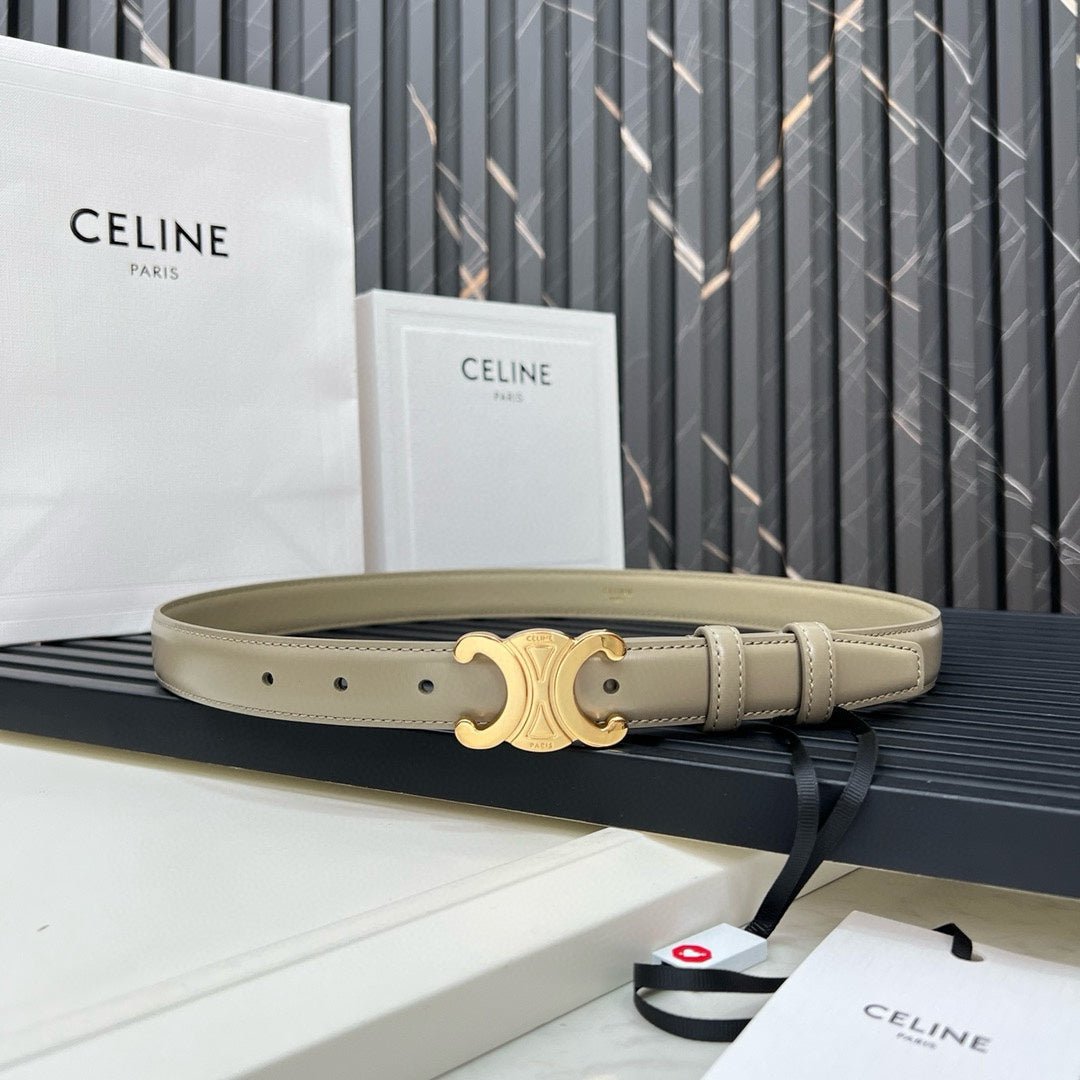 CELINE Beige Triomphe Gold Belt