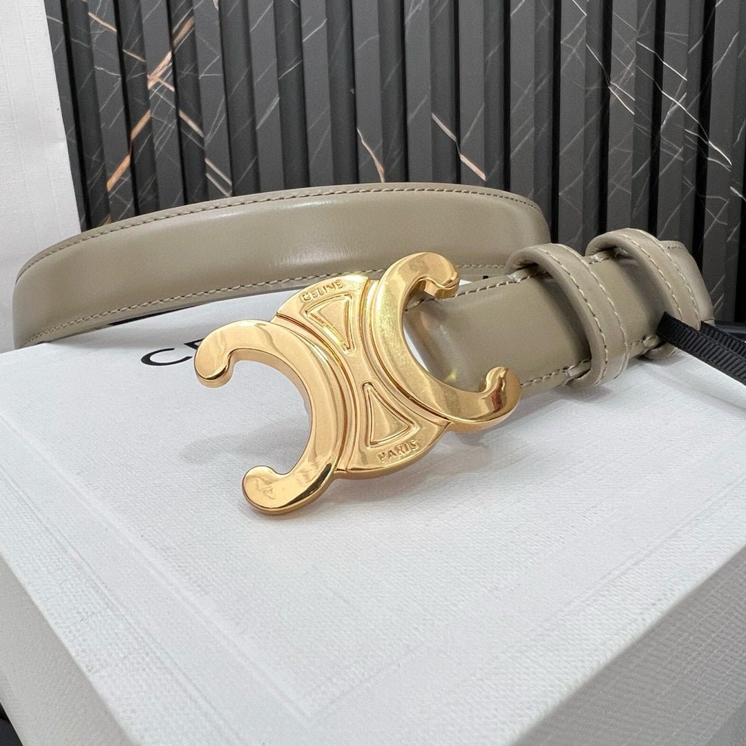 CELINE Beige Triomphe Gold Belt - Image 5