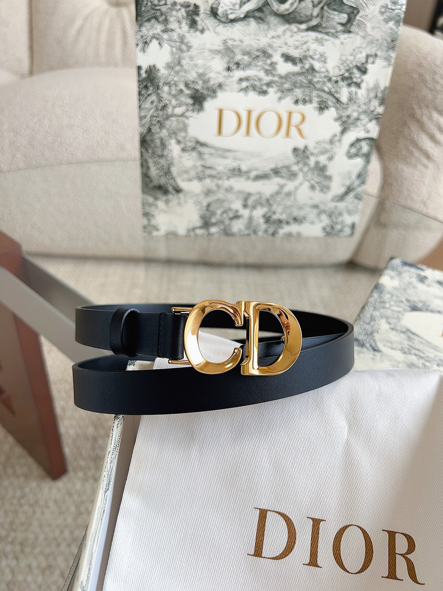 Alternative view of Dior Black Leather Casual Gold CD Belt