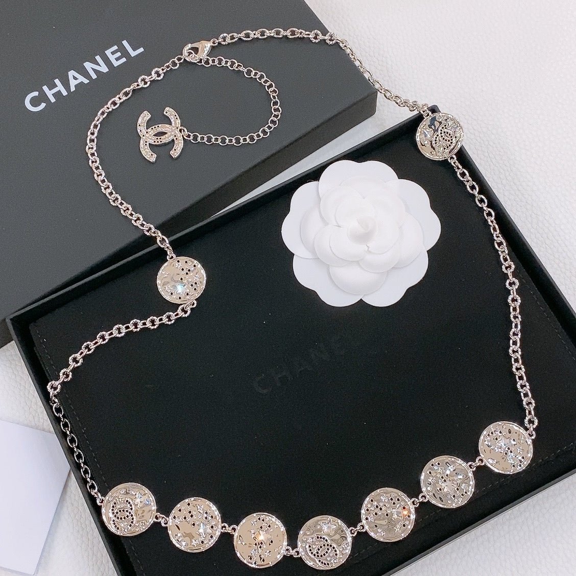 Chanel Silver Coin Waist Chain