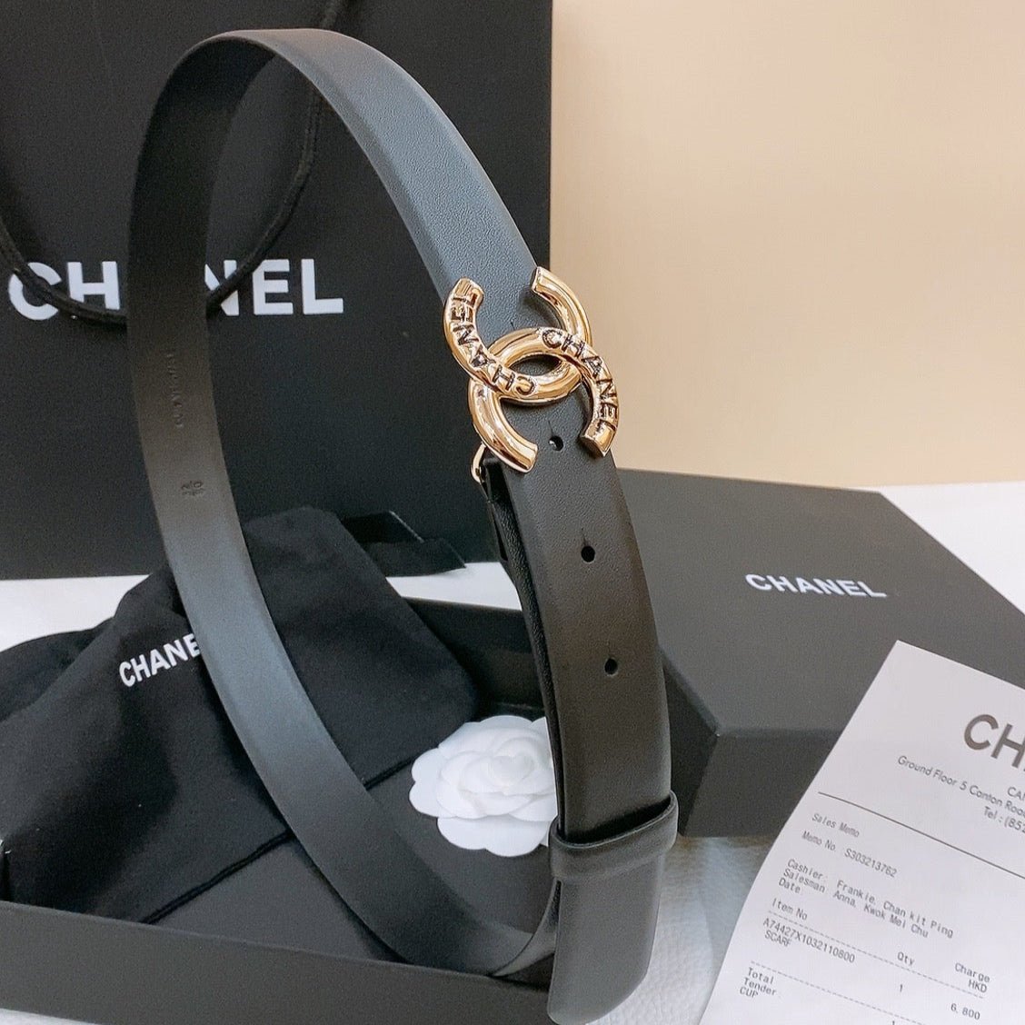 Chanel Smooth Logo Gold Belt