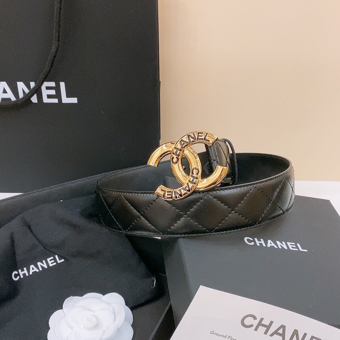 Alternative view of Chanel Quilt Logo Gold Belt