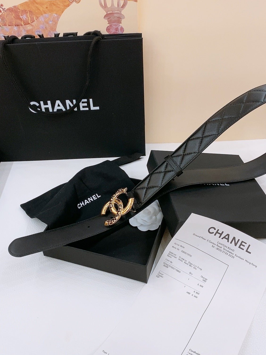 Chanel Quilt Logo Gold Belt - Image 5
