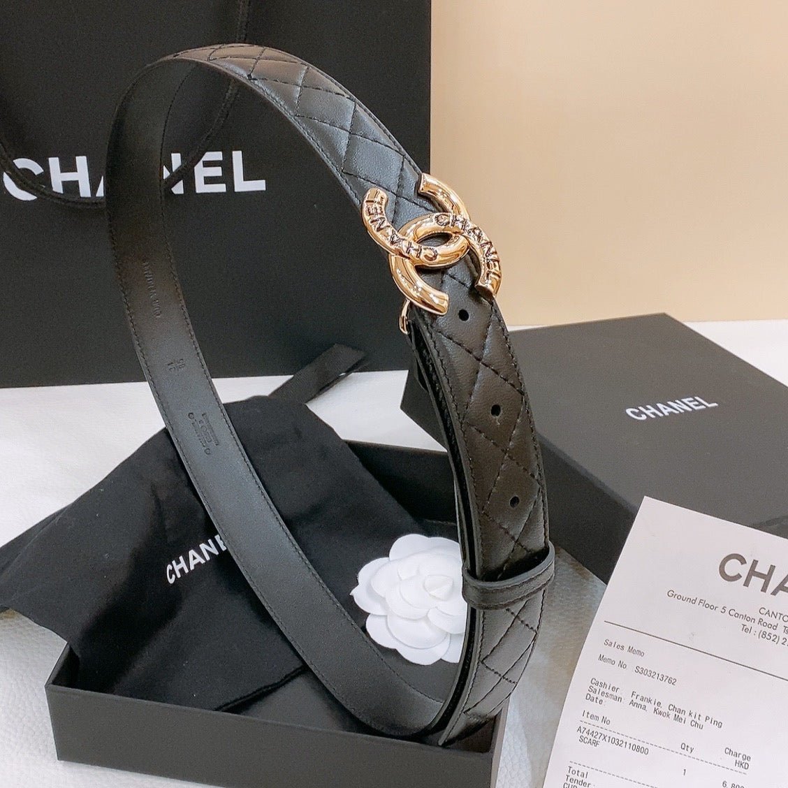 Chanel Quilt Vintage Gold Belt