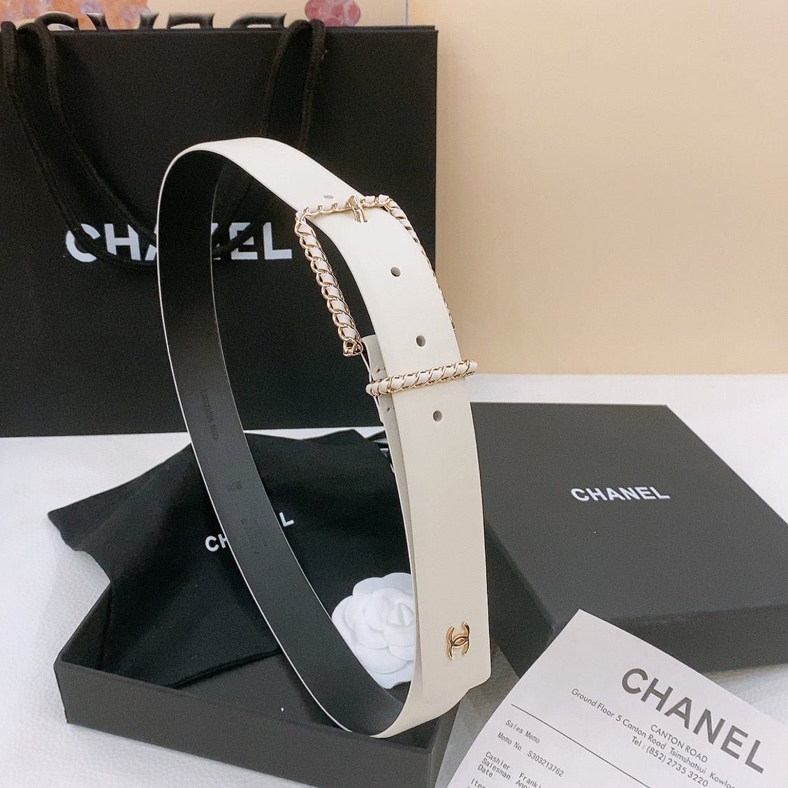 Chanel White Pearl Pin Belt