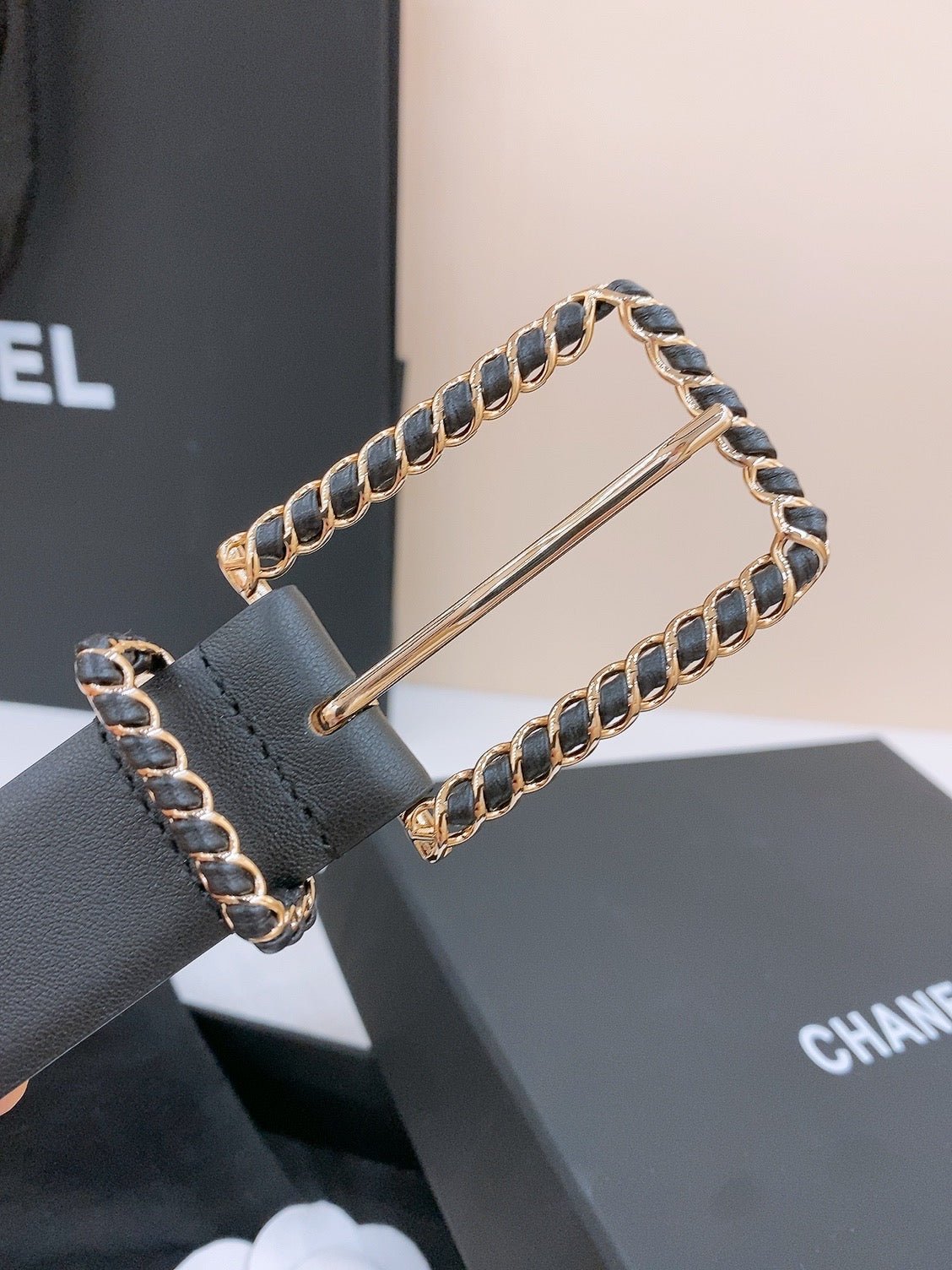 Chanel Black Weave Pin Belt - Image 4