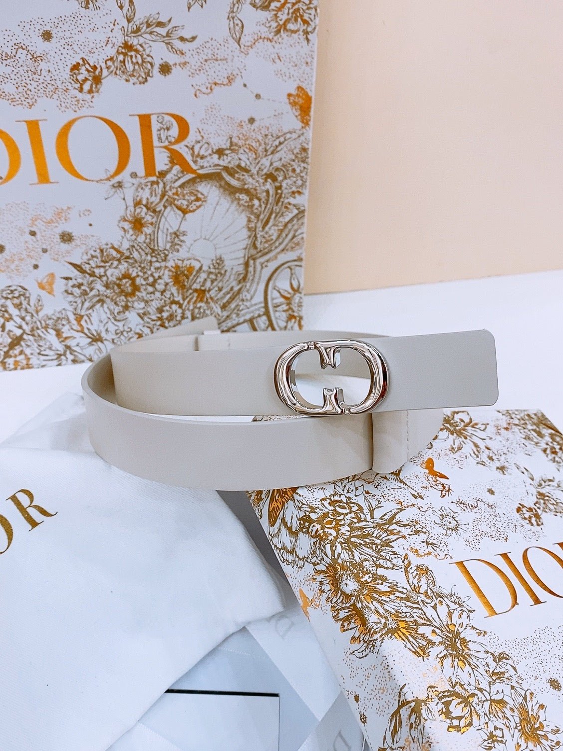 Alternative view of Dior Ivory Calfskin Silver CD Belt