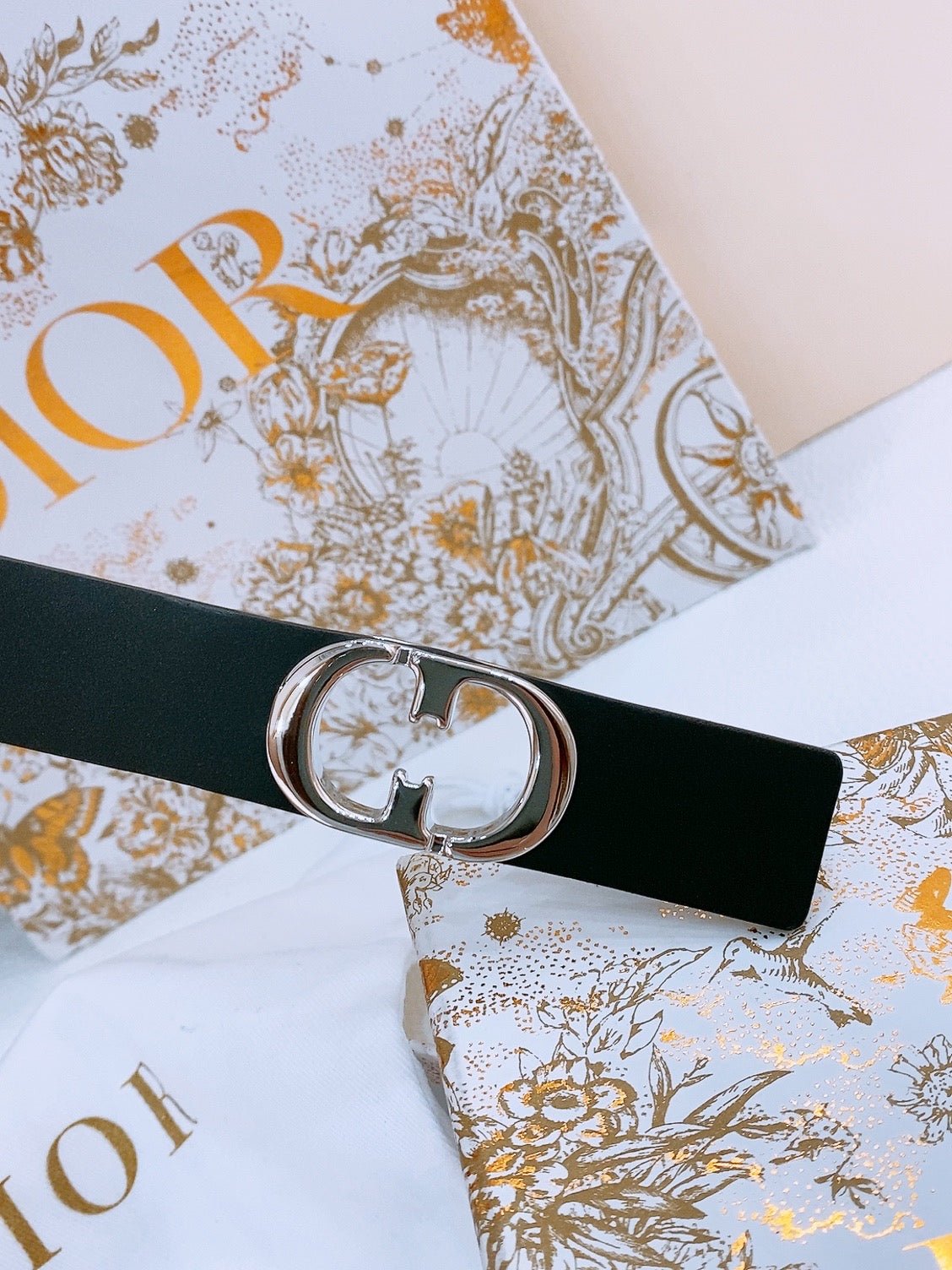 Dior Black Calfskin Silver CD Belt - Image 3
