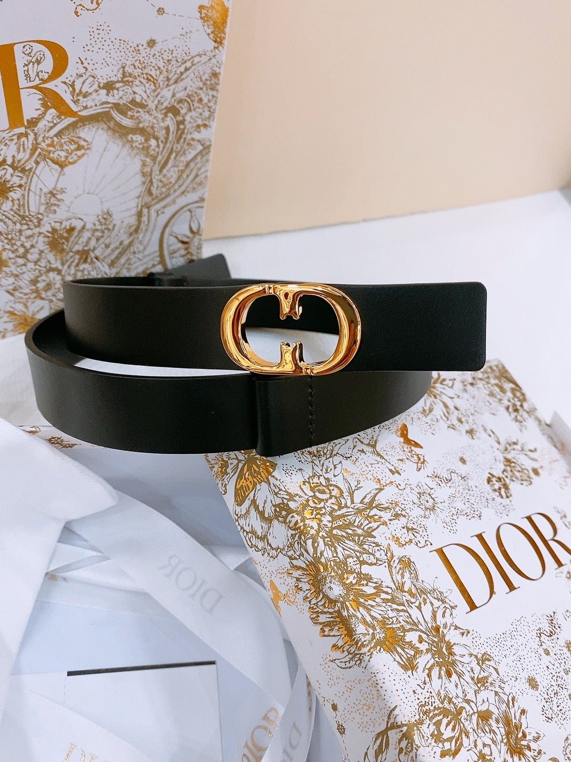 Alternative view of Dior Calfskin Gold CD Belt