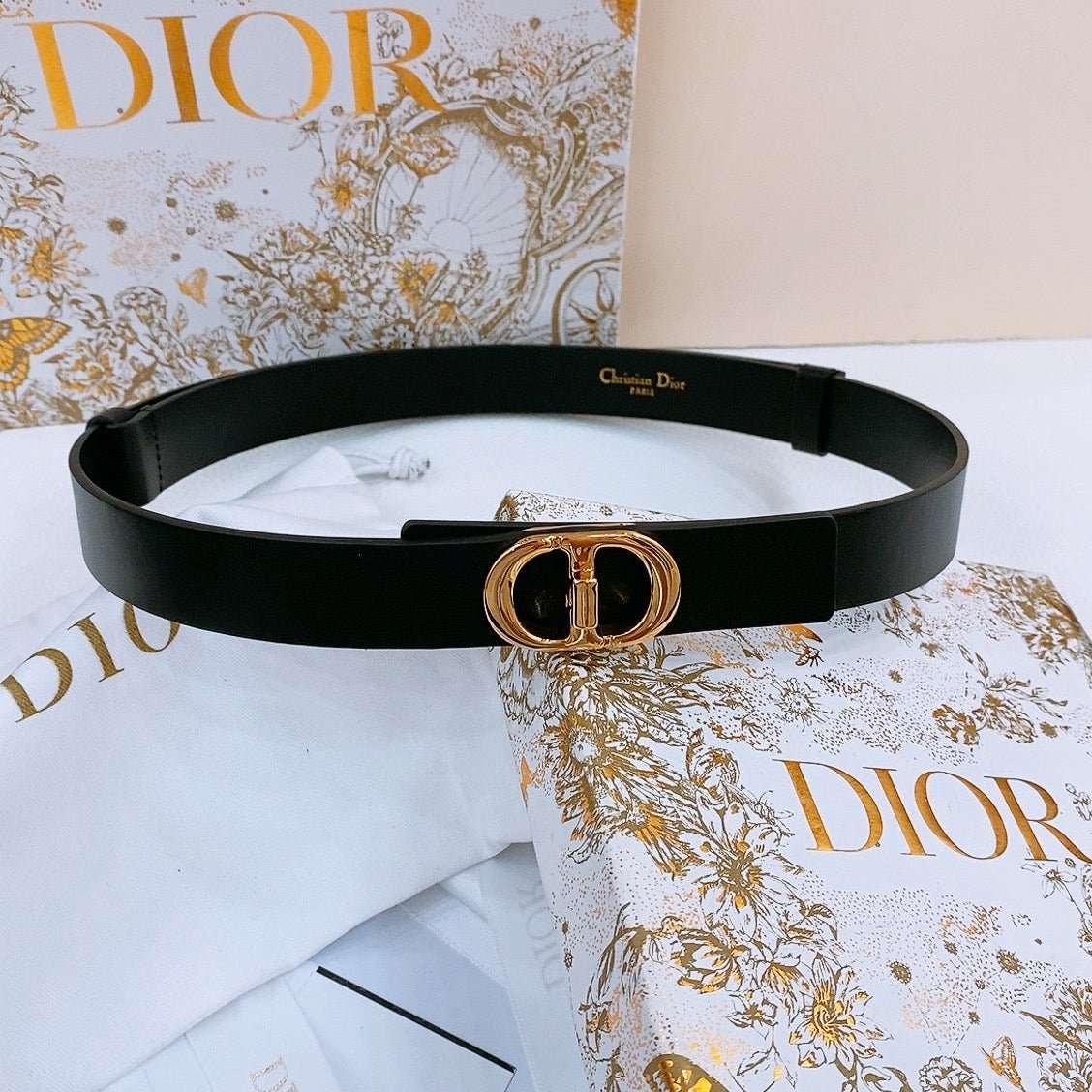 Dior Calfskin Gold CD Belt