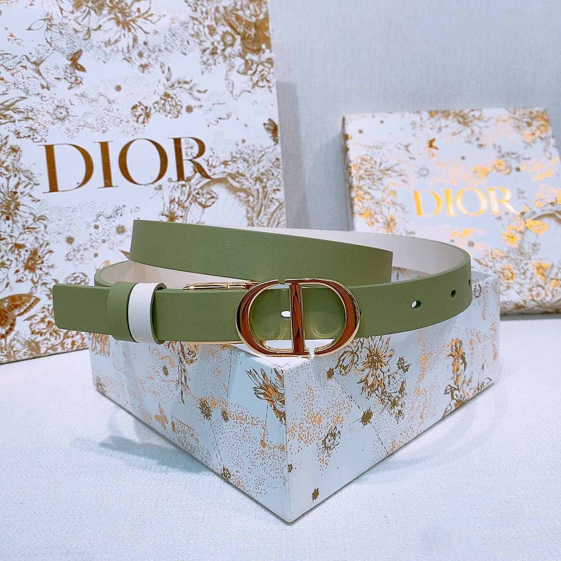 Dior Green Leather CD Belt
