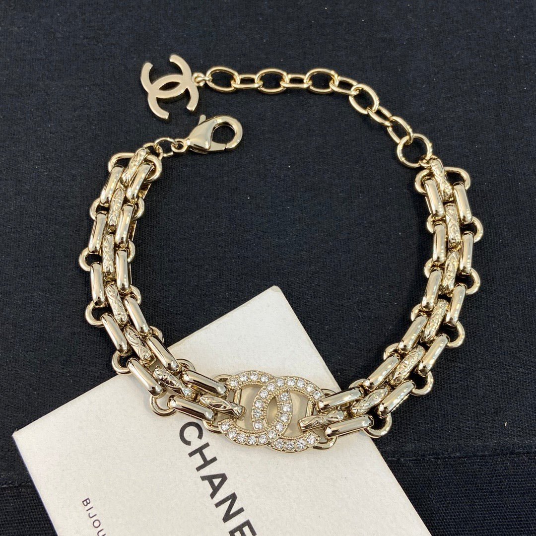 Alternative view of Chanel Gold Double Chain Crystal CC Choker