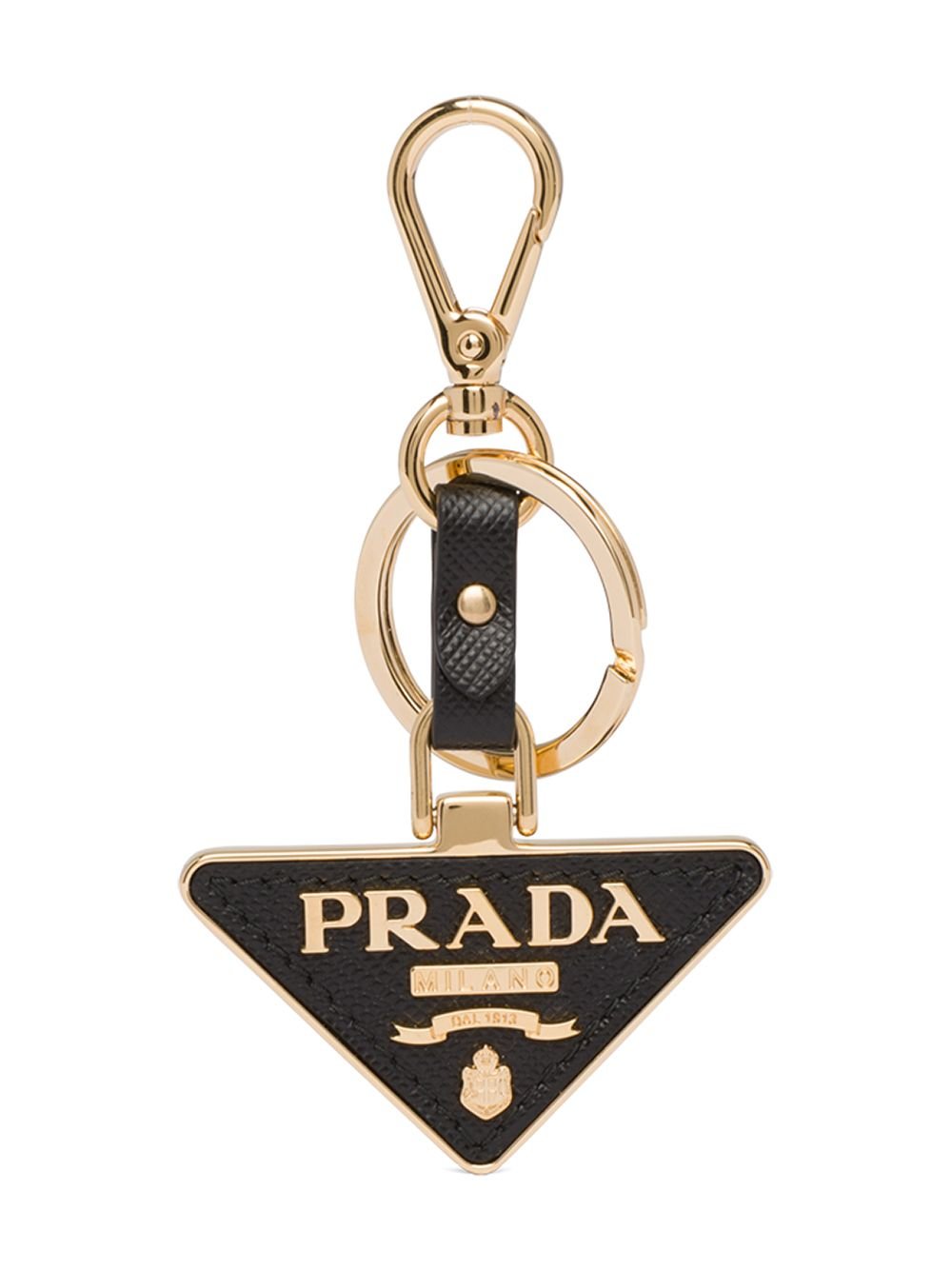 Prada Gold Trim Triangle Keychain