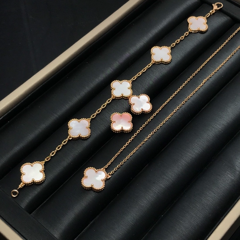 VAN66 New Women's Rose Pink Belly Earnail Bracelet, Necklace Set Jewelry - Image 3