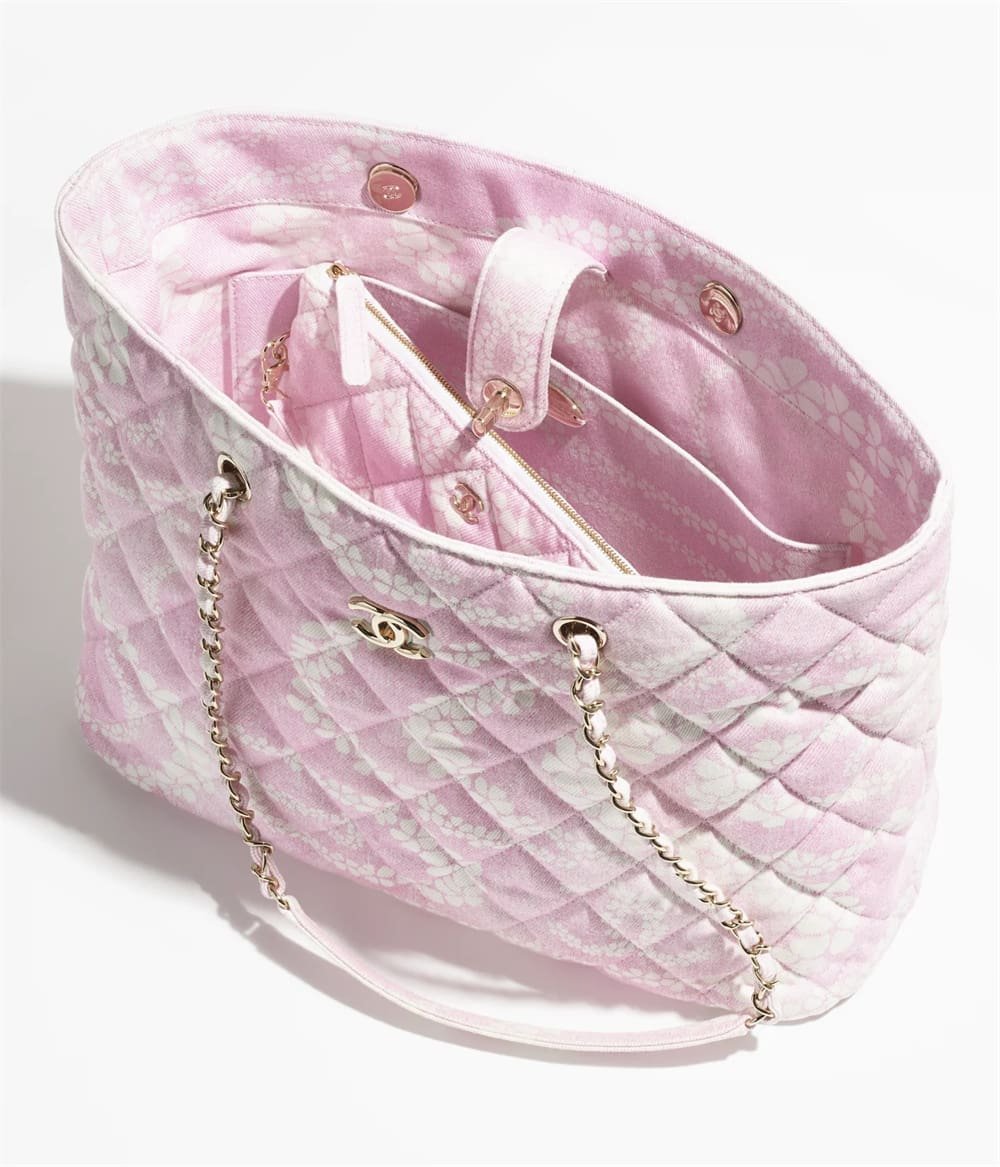 Alternative view of Chanel Shopping Printed Denim Tote Bag (Pink White)