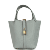 Hermès Picotin 18 Clemence Gris Pantin GHW
